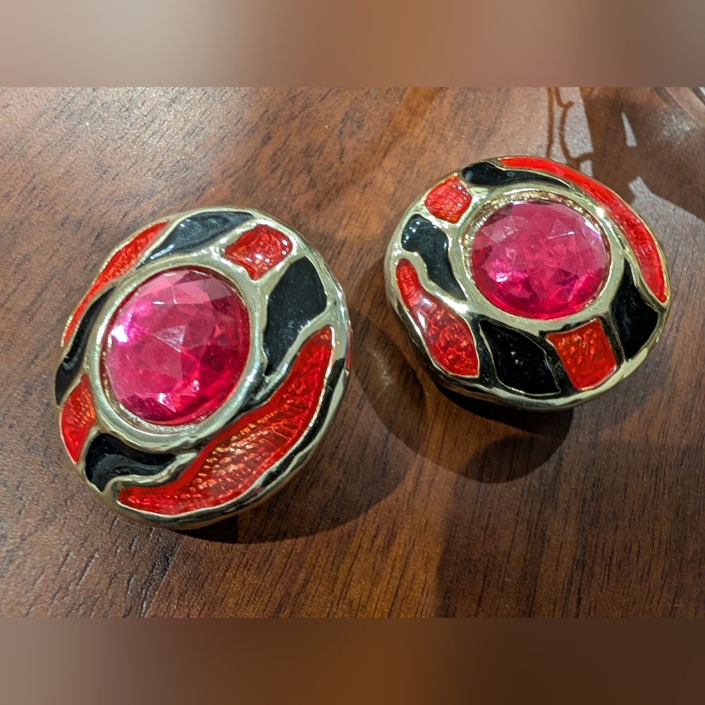 Colorful resin oversize 80s clip earrings